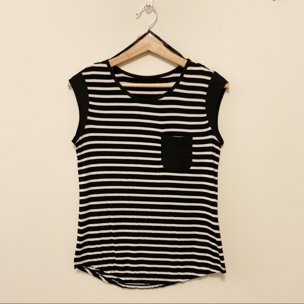 Calvin Klein Striped Pocket Cropped Baby Tee
